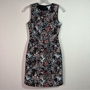 H&M Black Jacquard Floral Sleeveless Sheath Mini Dress Womens Size‎ 2